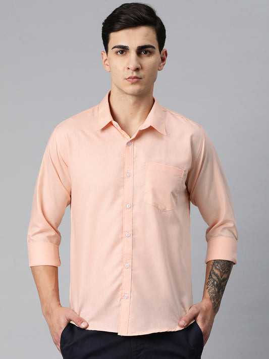 Luxrio Men's Checkered Full Sleeves Formal Shirt Coral