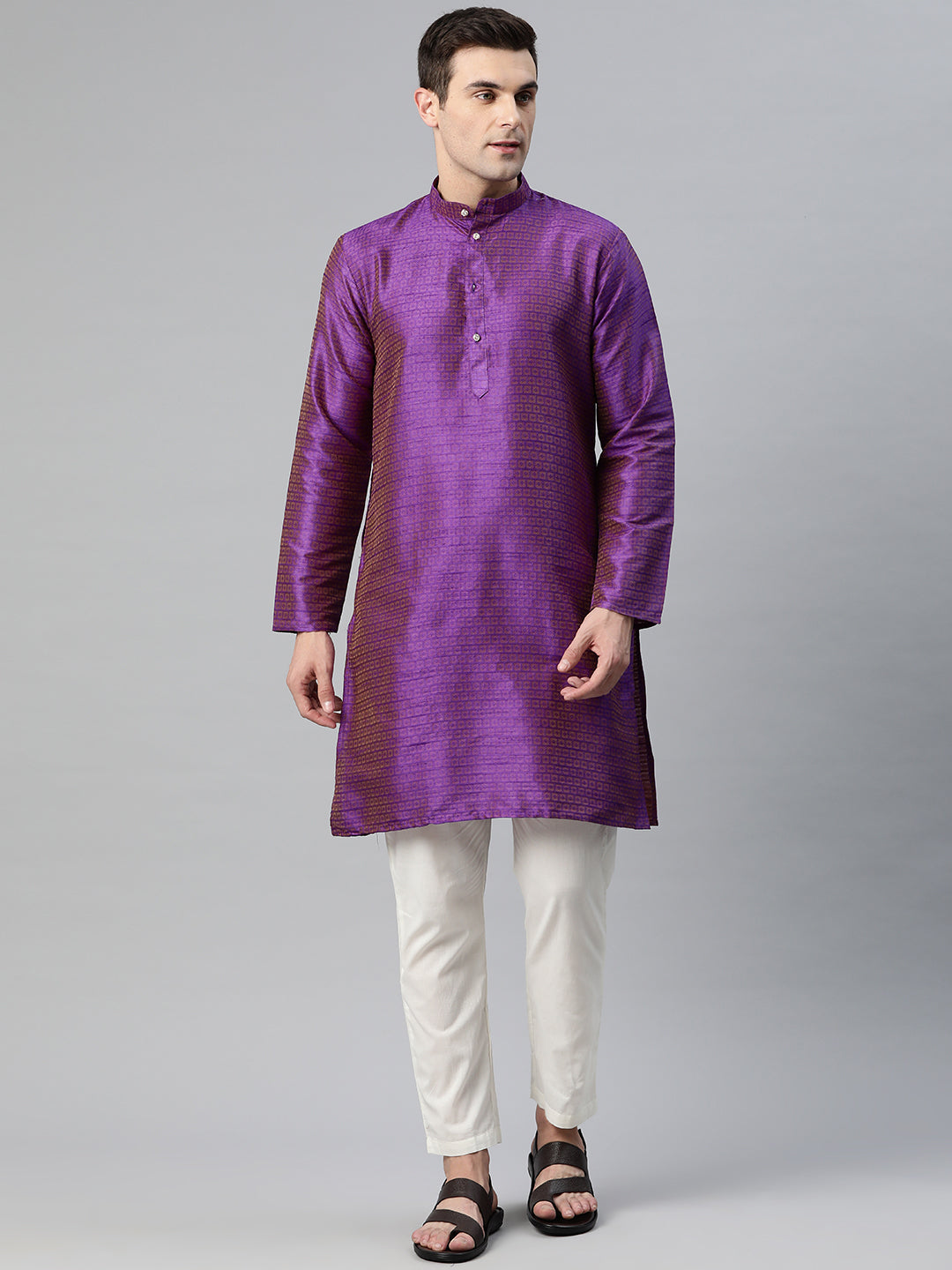 Luxrio Kurta for men Cotton Blend Long Printed Straight Fit Blue