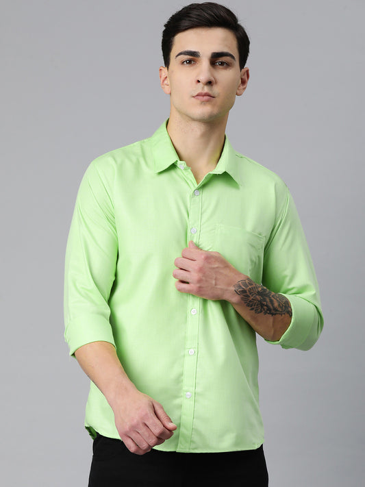 Luxrio Men's Checkered Full Sleeves Formal Shirt Green