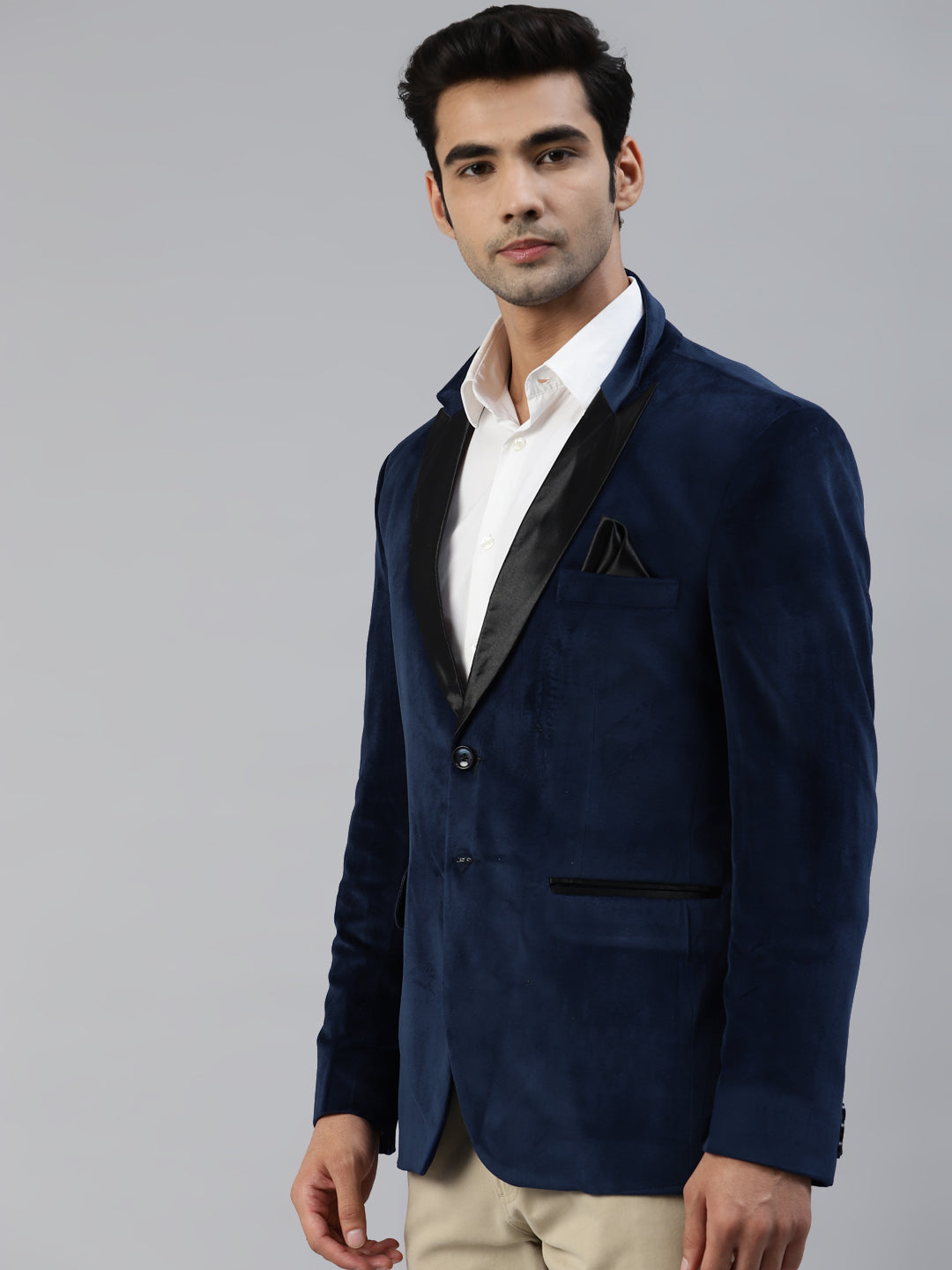 Luxrio Blazer Velvet Tuxedo for Men Navy Blue