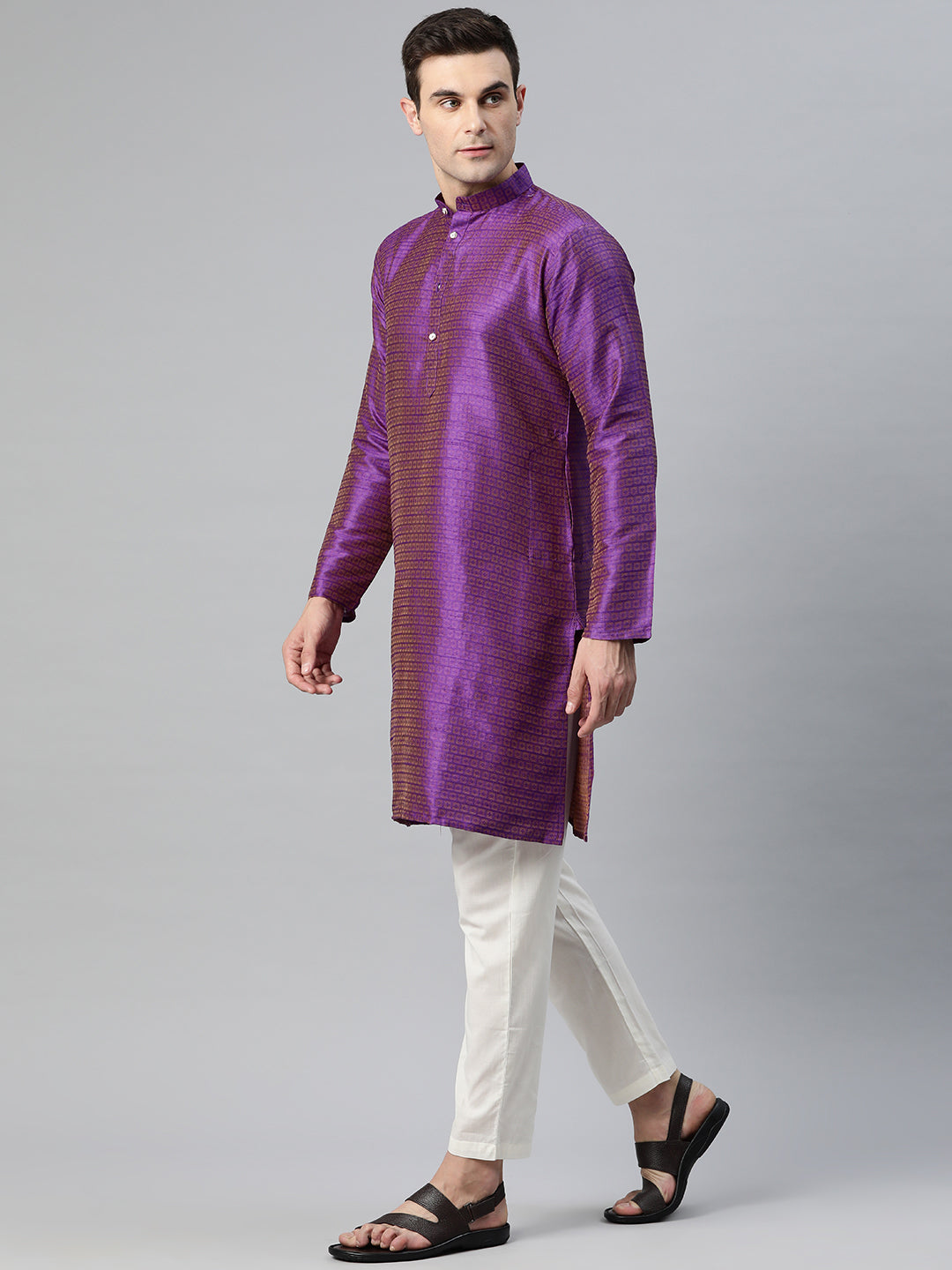 Luxrio Kurta for men Cotton Blend Long Printed Straight Fit Blue