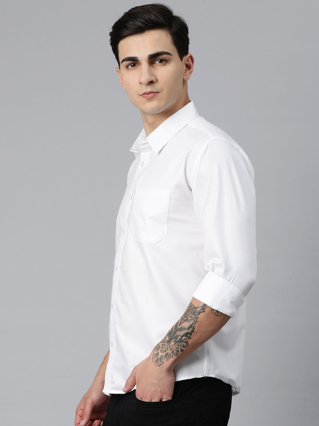Luxrio Men's Checkered Full Sleeves Formal Shirt White