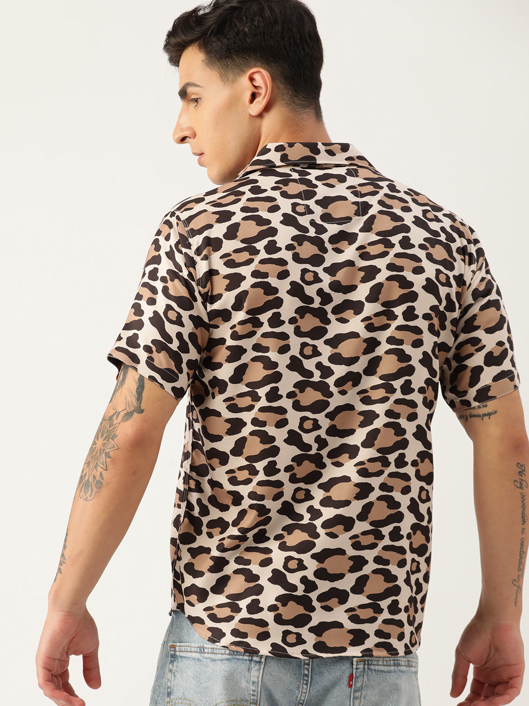 Luxrio Men's Printed Slim Fit Half Sleeves Cotton Casual Shirt