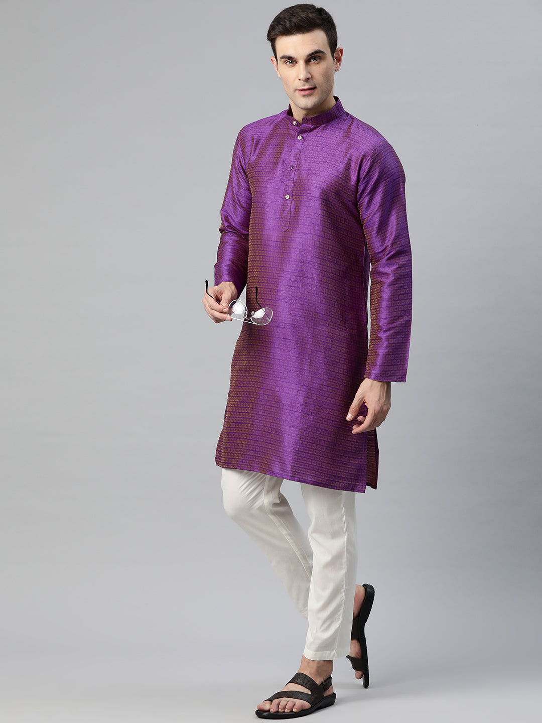 Luxrio Kurta for men Cotton Blend Long Printed Straight Fit Blue