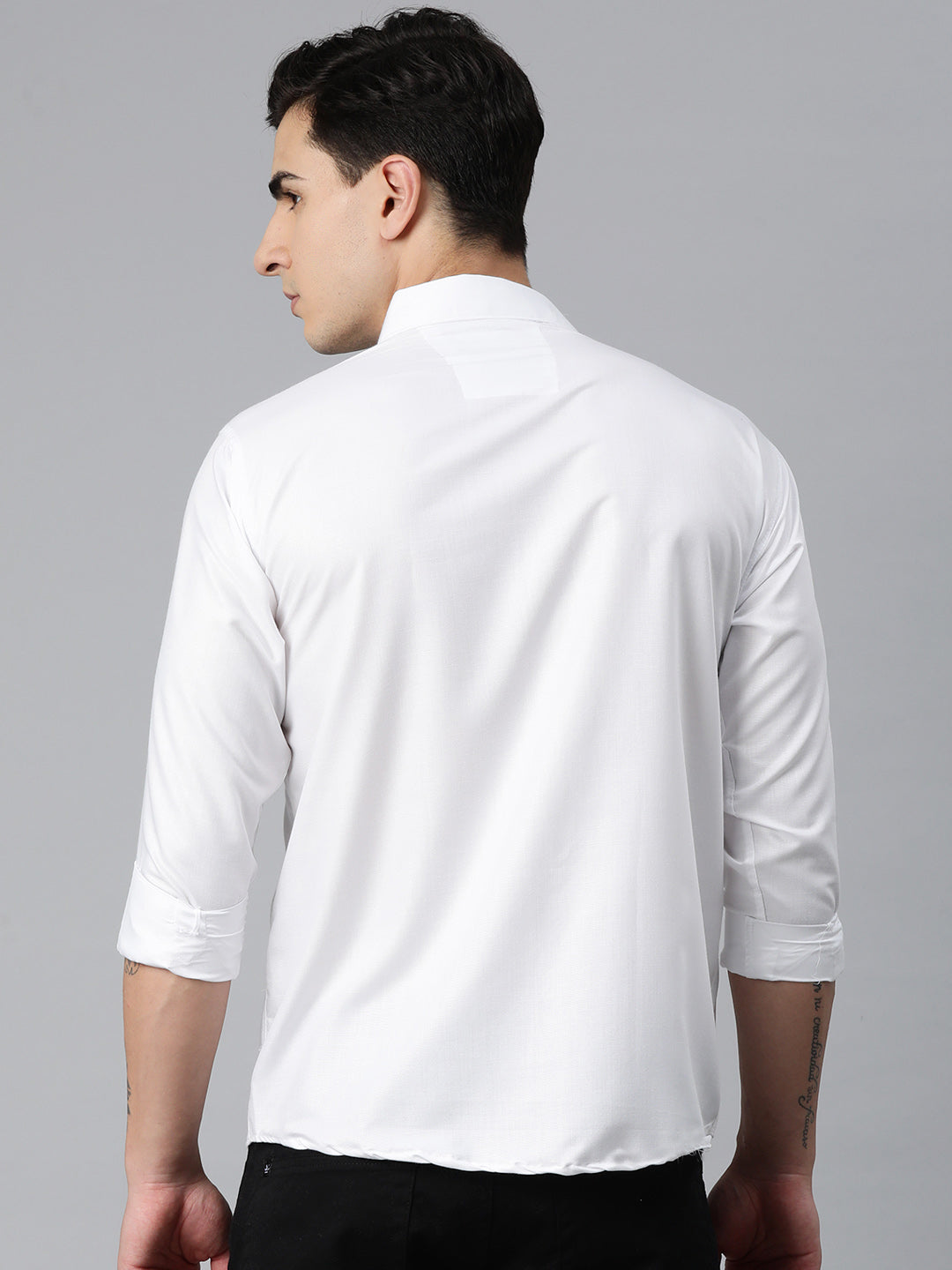 Luxrio Men's Checkered Full Sleeves Formal Shirt White